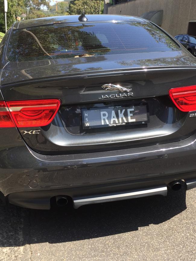 His other transport is a Jag with rego “Rake”.