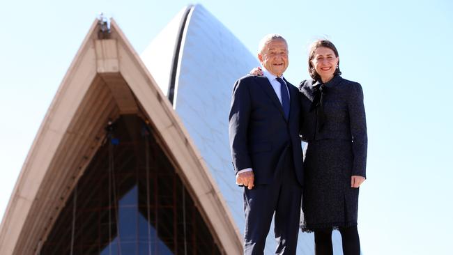 NSW Premier Gladys Berejiklian with her dad Krikor. She is calling for a “new dawn” on the population policy. Picture: Sam Ruttyn