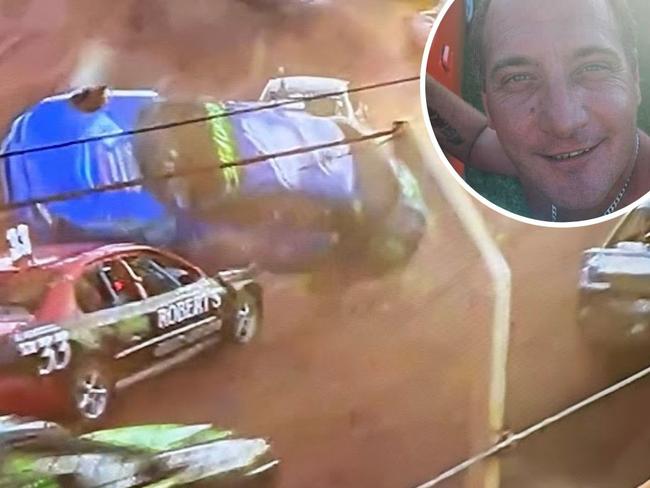 Deon Cook has been flown to hospital with suspected spinal injuries after a serious crash while racing at the Maryborough Speedway on Saturday, May 17, 2025. Picture: Clay-per-view