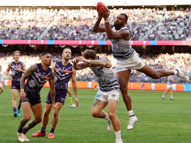 The return of Ratugolea will provide the Cats with more stability in their backline. Picture: Will Russell/AFL Photos via Getty Images