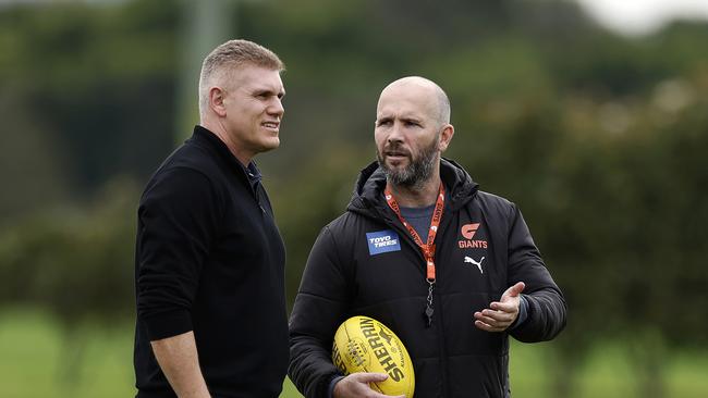 GWS list boss Jason McCartney with interim coach Mark McVeigh d Photo by Phil Hillyard