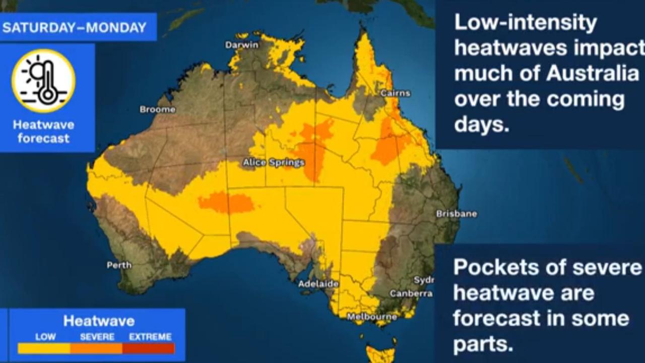 The heatwave is stretching across the remaining parts of the country. Picture: BOM