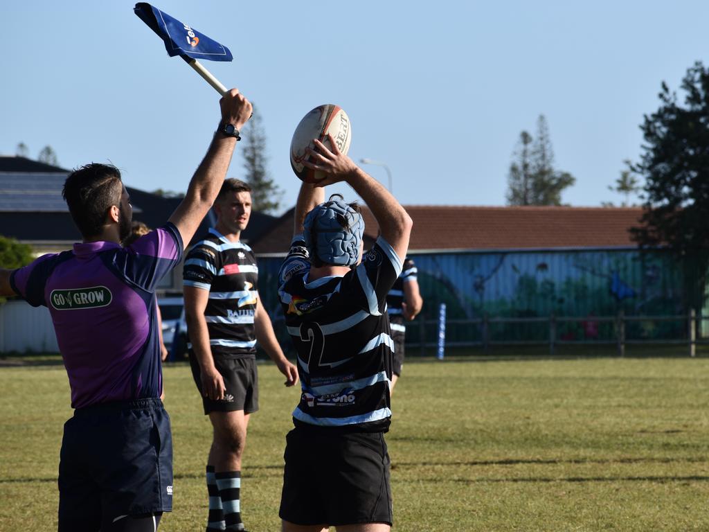 Steve Moore prepares to take a line out for Ballina.