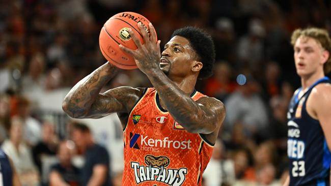 Patrick Miller of the Taipans lines up a free throw. Picture: Emily Barker/Getty Images.