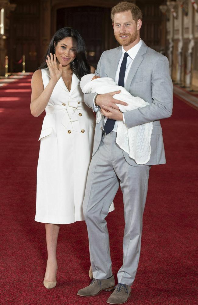 Meghan Markle and Prince Harry showed off their newborn Archie Harrison Mountbatten-Windsor. Picture: AP