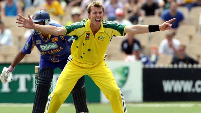 A common sight for a bowler of his quality. Brett Lee appealing for a wicket at the Adelaide Oval in 2006.