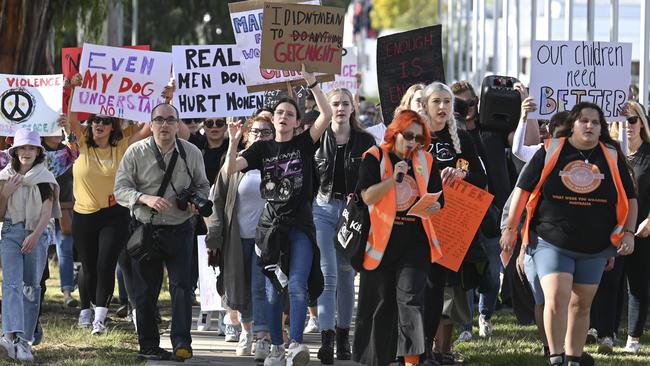 This week’s rally in Canberra calling for an end to violence against women. Picture: NCA NewsWire/Martin Ollman