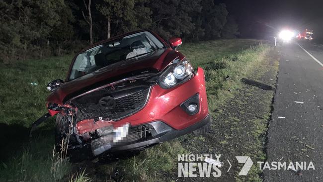 Crash on the Bass Highway near Westbury in northern Tasmania. Picture: 7 Tasmania