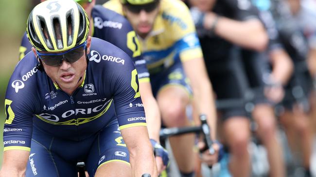 Herald Sun Tour. Stage 4 at Kinglake. Simon Gerrans and the Orica-Scott team take control of the bunch out on the road today .Pic : Michael Klein
