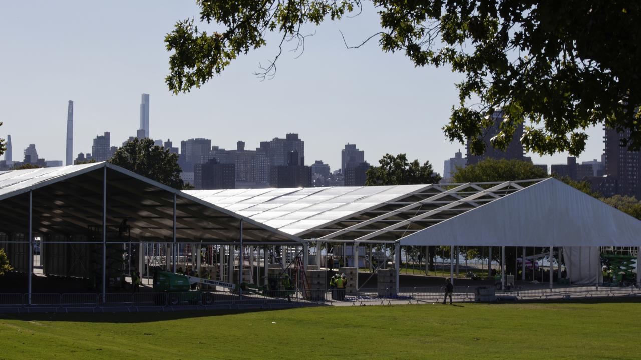 Emergency tents to house asylum seekers on Randall's Island in New York. Picture: Kena Betancur/VIEWpress via Getty Images