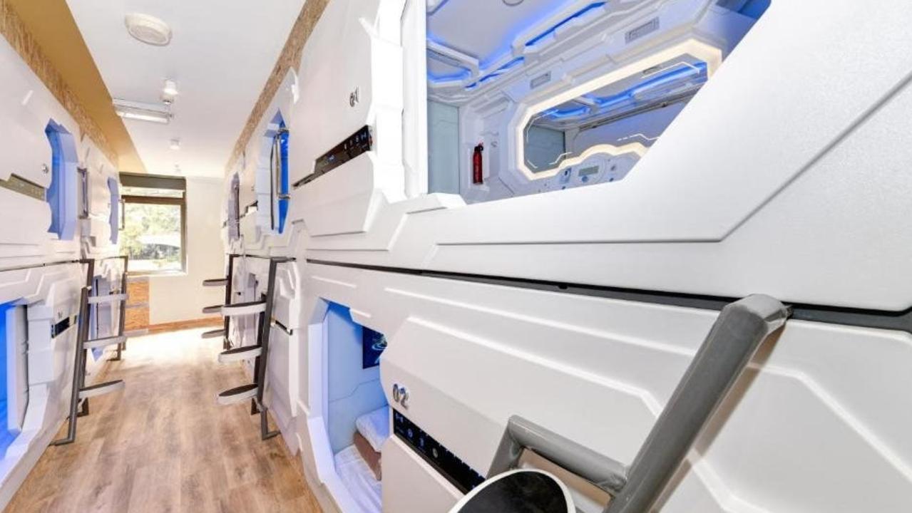 The capsule is located within Space Q Capsule Hotel on George St in Haymarket. Picture: Realestate.com.au