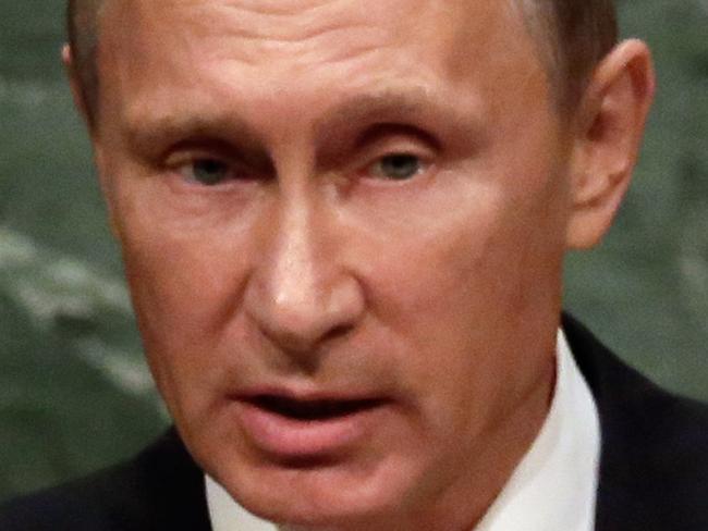 Russia's President Vladimir Putin addresses the 70th session of the United Nations General Assembly, Monday, Sept. 28, 2015. (AP Photo/Richard Drew)