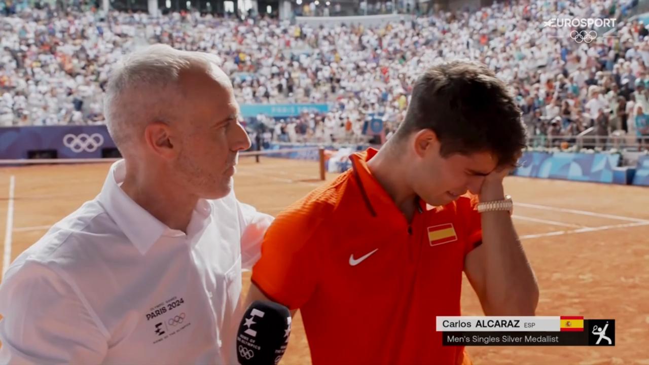 Carlos Alcaraz burst into tears during a post-match interview.