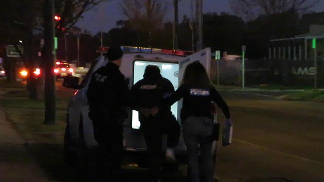 Echo Taskforce arresting a Rebel bikie in Bendigo. Picture: Victoria Police.