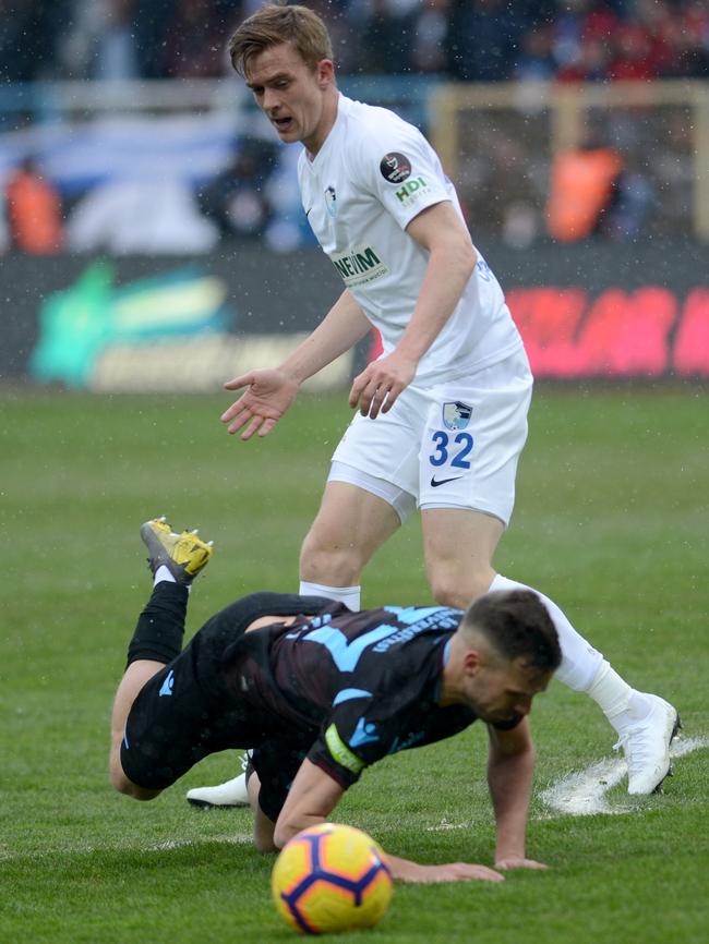 Reds striker Kristian Opseth in action for Turkish club Erzurumspor last season. Picture: Fahrettin Gok/Anadolu Agency/Getty Images