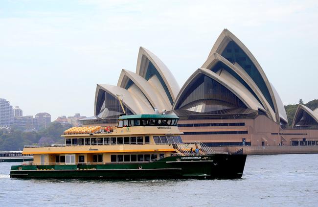 One of the new ferries, the Catherine Hamlin, arriving in Sydney Harbour from Hobart in November 2016. Picture: Stephen Cooper