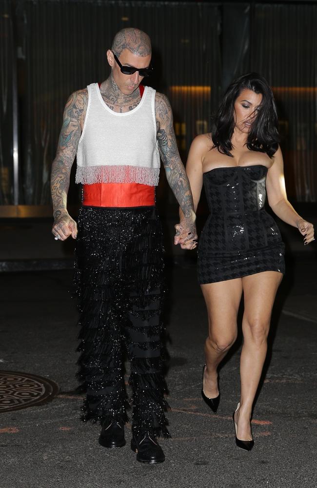 Travis Barker and Kourtney Kardashian. Picture: Fernando Ramales/Backgrid