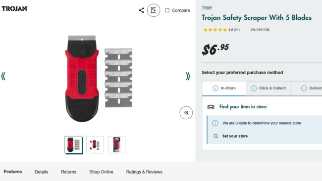 The woman said it didn't scratch her glass. Image: Bunnings