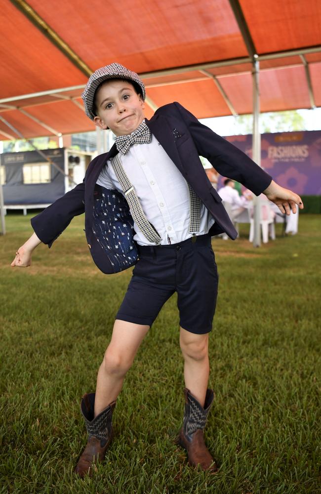 Xander Campbell, 6, at the Chief Minister's Cup Day at the Darwin Turf Club on Saturday, July 15.