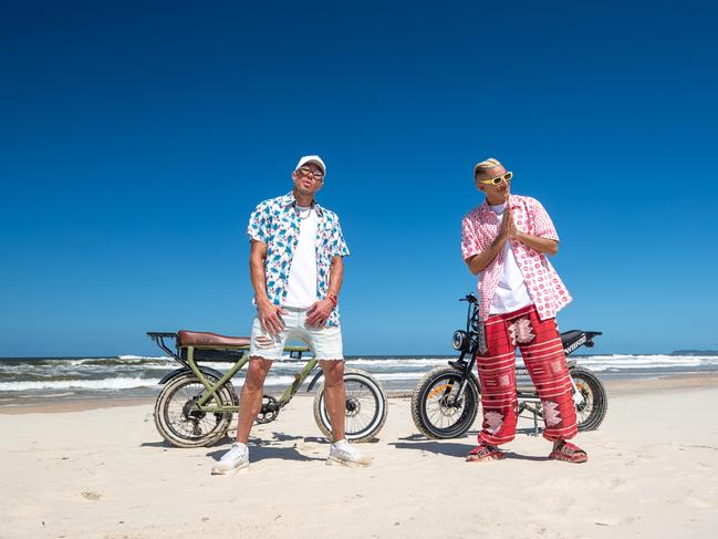 Rappers Bliss, left, and Eso of Sydney hip-hop trio Bliss N Eso, whose eighth album The Moon (The Light Side) will be released on April 11 ahead of a 27-date national tour from May to August. Picture: Tyler Hanley