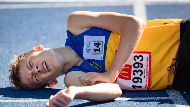 Alexander Marshall from Parramatta was spent after winning silver in the U14 800m final