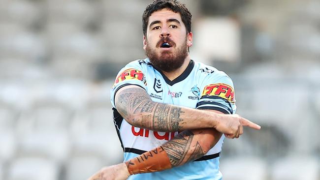 Sharks prop Braden Hamlin-Uele. (Photo by Mark Kolbe/Getty Images)