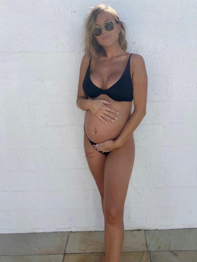 Bradley shows off her baby bump.