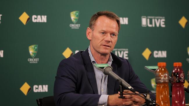 Australia high performance manager Pat Howard speaks to media during the tour South Africa. Picture: Luke Bowden