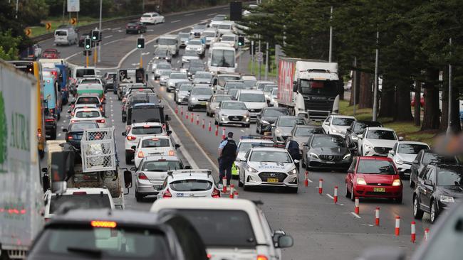 The blockade resulted in traffic chaos during peak hour. Picture: Tim Hunter