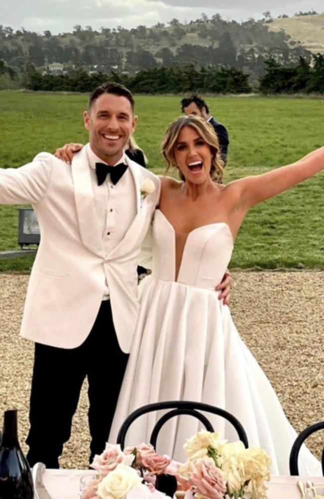 Georgia Love and Lee Elliot on their wedding day.
