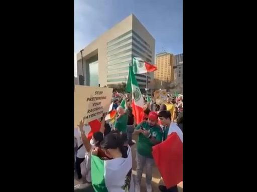 Large Crowd Protests Trump Administration's Immigration Policies in Downtown Dallas