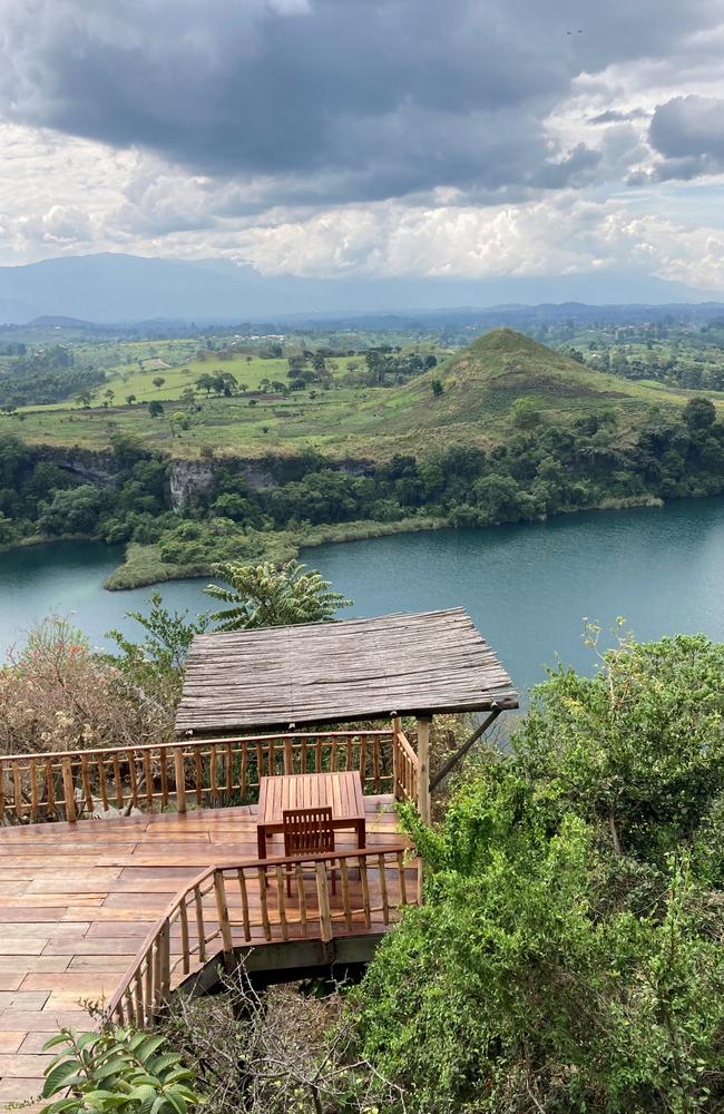 You can swim in the lake of Kyaninga’s volcanic crater. Picture: News.com.au