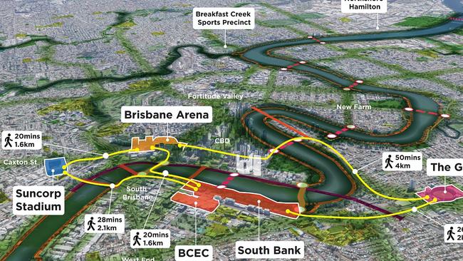 Accessibility and walking map from the Committee for Brisbane 2032 Olympic Games. Image - LatStudios