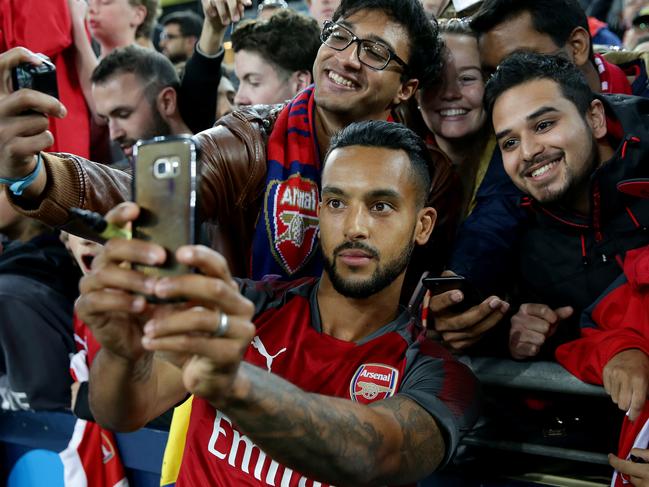 Theo Walcott during the Arsenal open training session at ANZ Stadium. Picture: Jonathan Ng