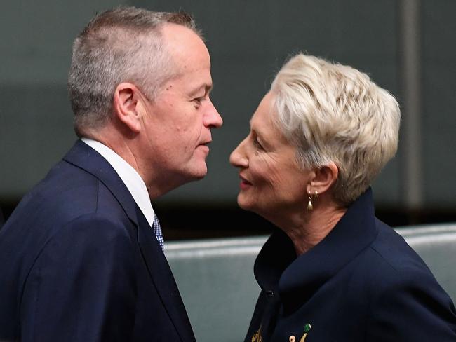 Opposition Leader Bill Shorten and Independent Kerryn Phelps in parliament. Picture: Tracey Nearmy/Getty