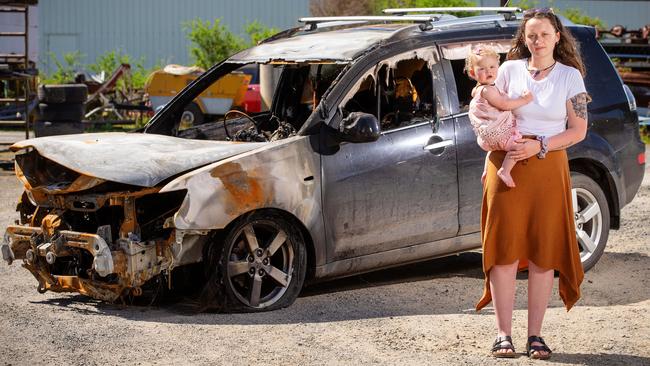 Reece Gardiner-Horrocks, 21, with her daughter Nirvana and the car. Picture: Mark Stewart