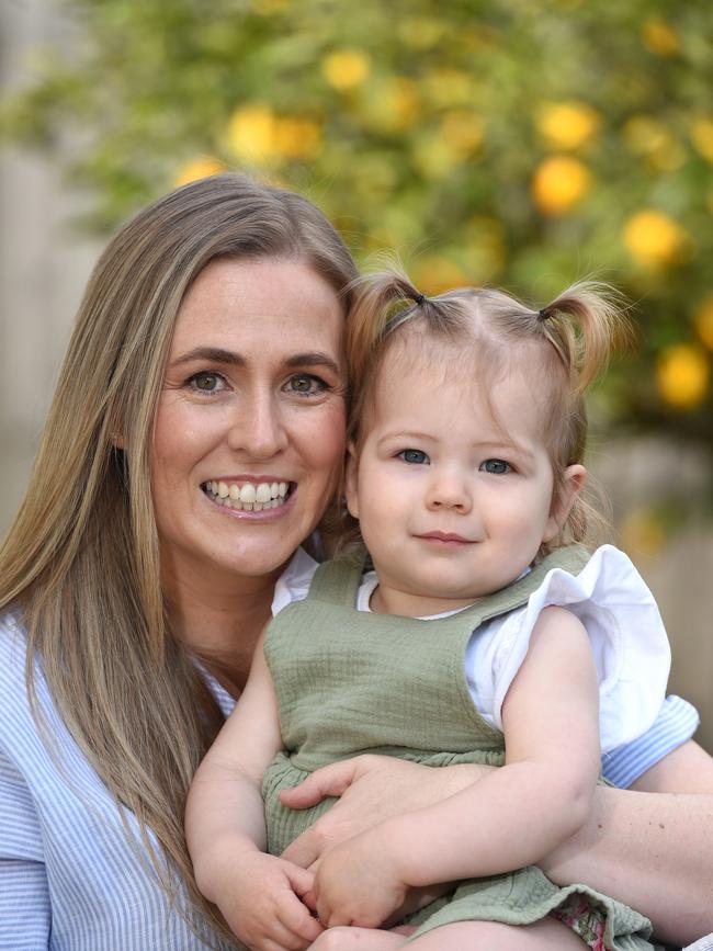 Lauren and Georgie Tierney. When Lauren was pregnant, she was in a trial of an RSV vaccine now approved in the US.