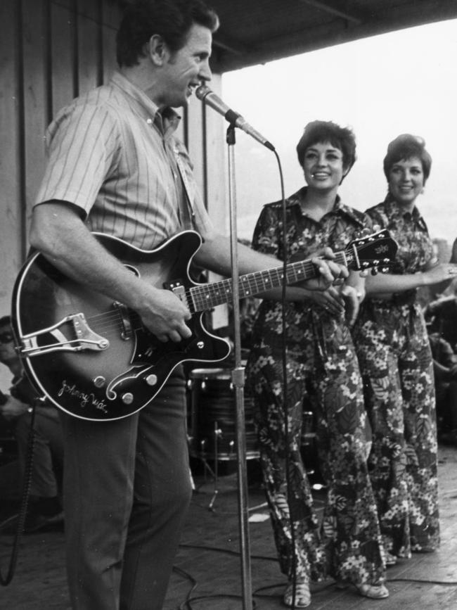 1969: Wills and sister Susan performing with SA country star Johnny Mac performing at 1st Australian Task Force Base at Nui Dat, Vietnam Sep 1969.