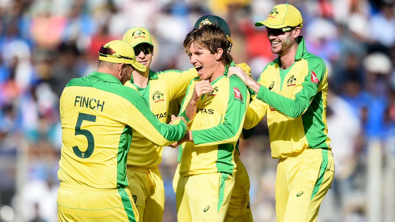 Adam Zampa celebrates a wicket against India. Picture: AFP Photos