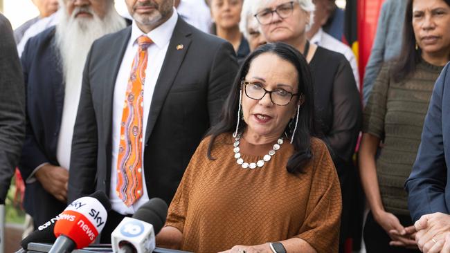 Federal Minister for Indigenous Australians Linda Burney standing with the National Referendum Engagement Group.