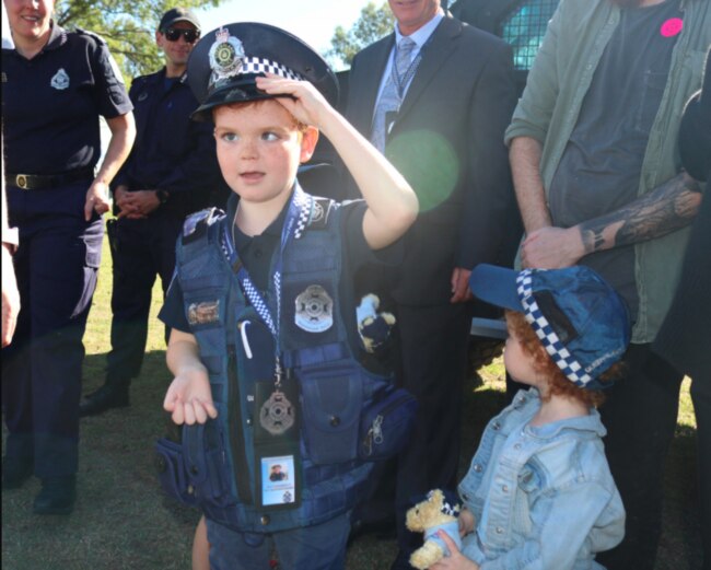 The little officer who wants to fight crime has been fighting his own battle.