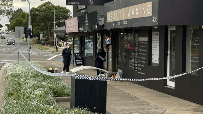 Police at the scene in Merrylands. Picture: Aymon Bertah