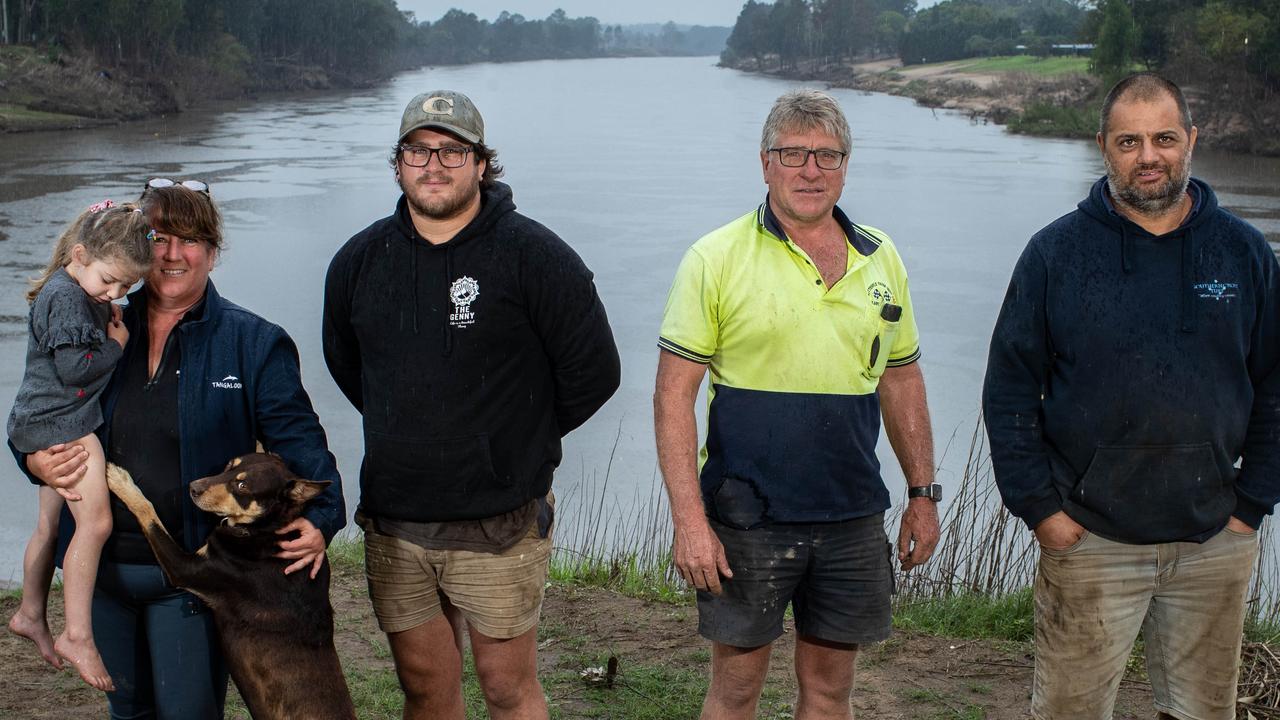 Wilberforce locals Raelene Hodgskin (l to r) holding her granddaughter Alice Sultana, son Cameron Hodgskin, Gerard Hodgskin and Paul Saad. Picture: Julian Andrews