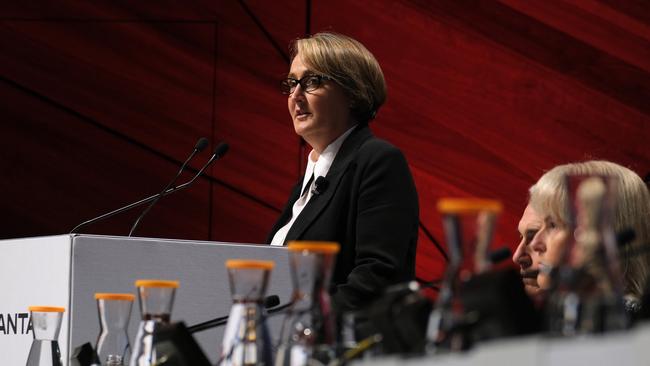 Qantas CEO Vanessa Hudson at the 2023 Annual General Meeting in Melbourne. Picture: NCA NewsWire / Nicholas Eagar