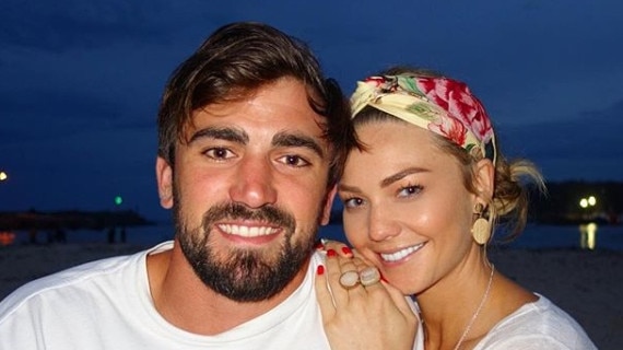 Former Bachelorette Sam Frost with her boyfriend Dave Bashford. Picture Instagram