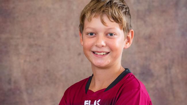 Eli Landsberg in his Queensland kit at the state under-13 hockey training camp. Photo: Annette Andrews