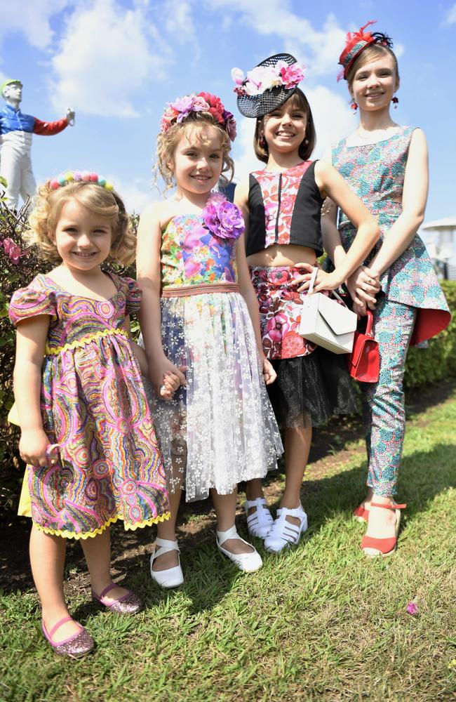 Izannah Ronayne, 3, Ivyanna Ronayne, 7, Lucinda Ronayne, 10, and Evangelina Ronayne, 13, at the Chief Minister's Cup Day at the Darwin Turf Club on Saturday, July 15.