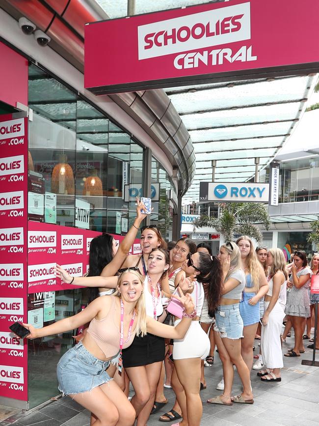 Schoolies at Surfers Paradise on The Gold Coast. Photograph: Jason O'Brien / Sunday Mail