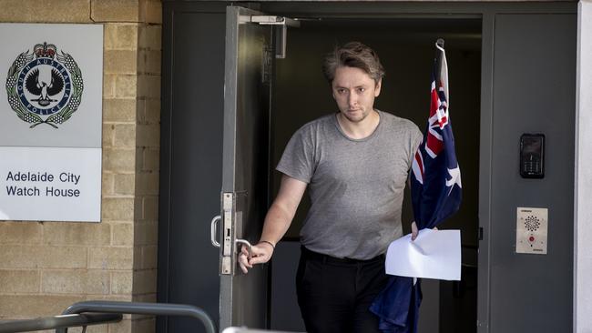 Matthew Pullen on bail is seen leaving the Adelaide Magistrates court. Picture: Newswire