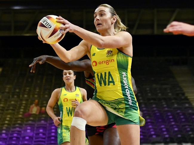 A turbulent Super Netball off-season is not distracting Australian captain Liz Watson from her national duties. Picture: Ashley Vlotman/Gallo Images/Netball World Cup 2023